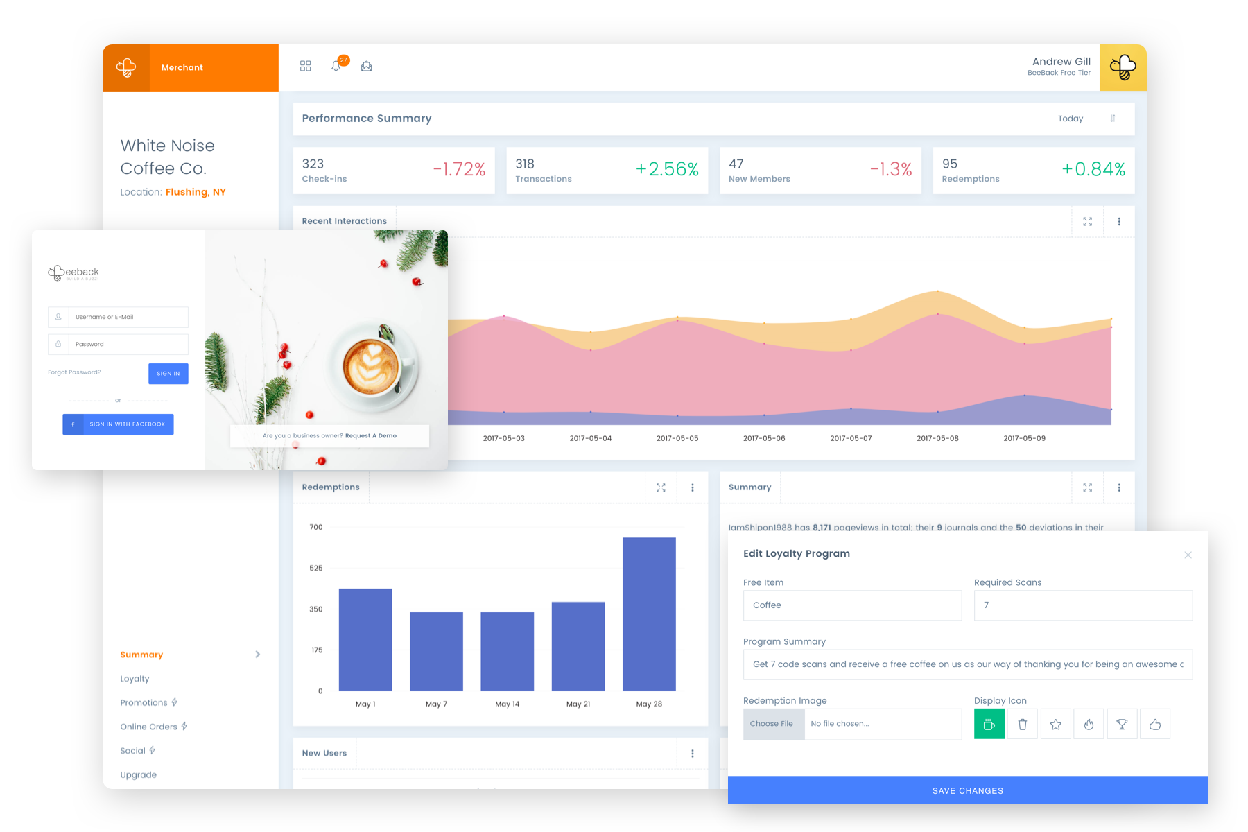 BeeBack merchant dashboard and campaign analytics